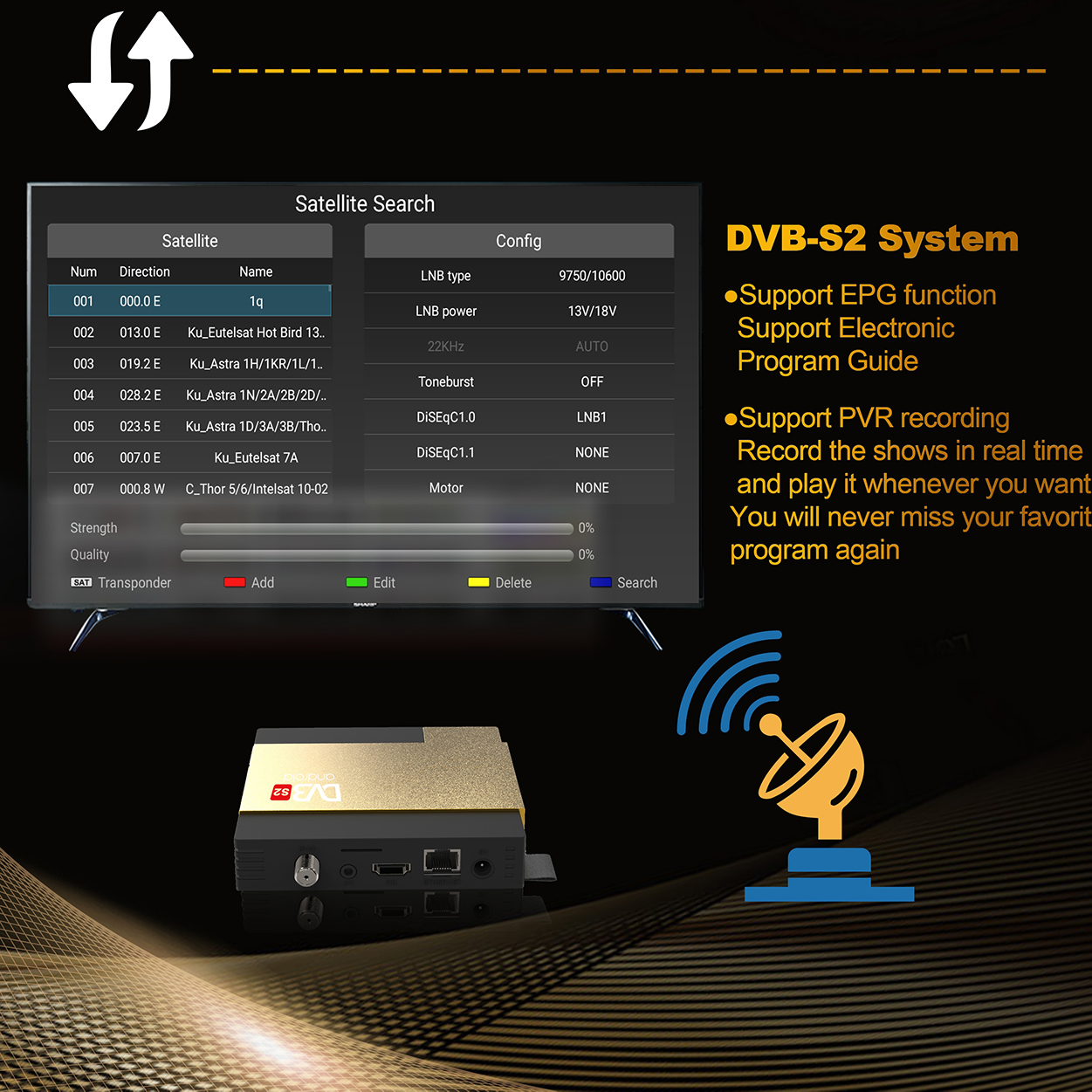 Factory OEM ODM Hybrid combo OTT DVB-S2 set top box Allwinner H313 1080p decoder smart android tv box dvb S2 satellite receiver