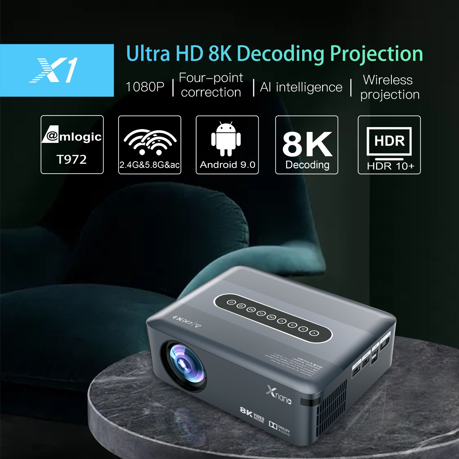 factory X1 Home Theater Projectors Cinema Mirror Phone LCD LED Video Projector for Home 4k Video Android 1080p Hd Mini Project
