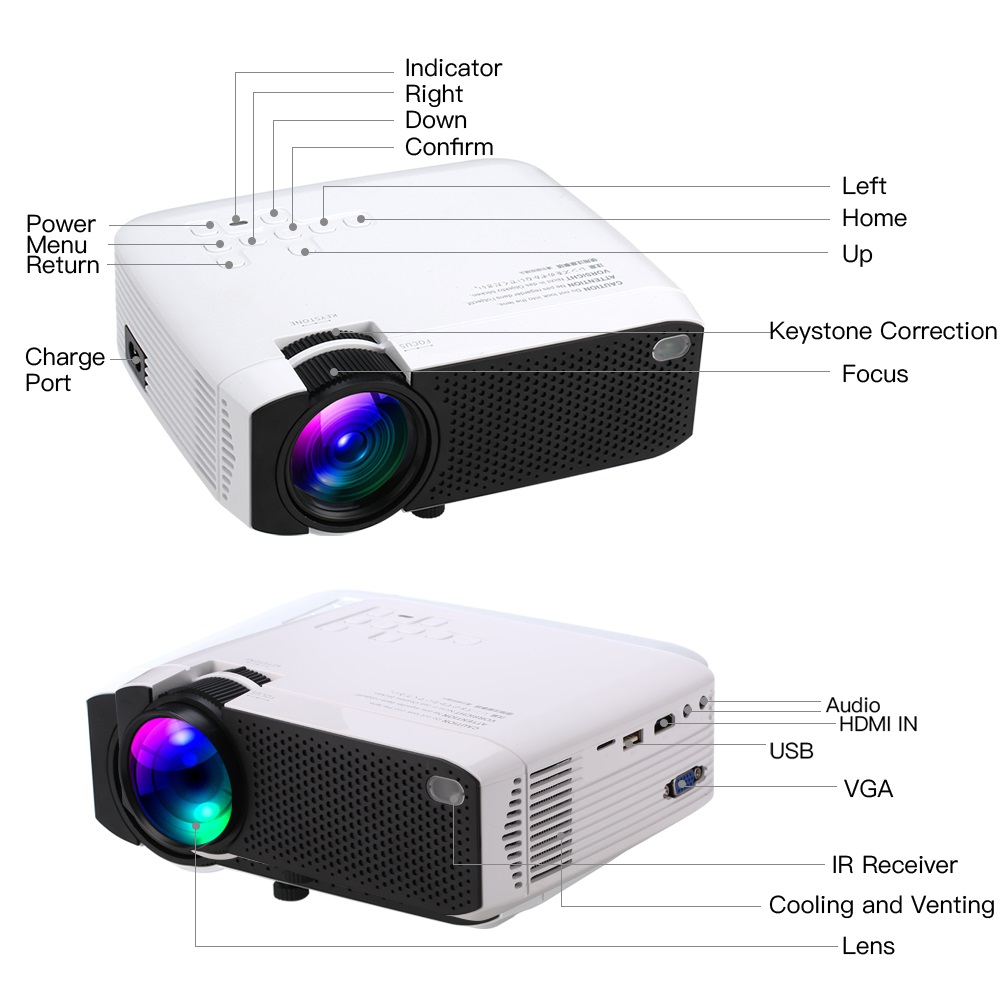 Mini Projector 480P Led WiFi High Bright Android WiFi HD Smart Projector Home Theater Cinema 3D Movie